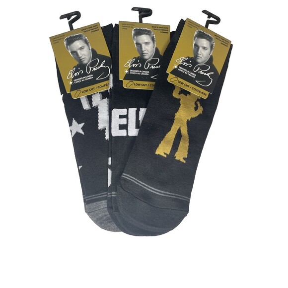 Perris Other - Elvis Presley Men's Low Cut Socks, Black, Size 7-12, 3-Pack Set